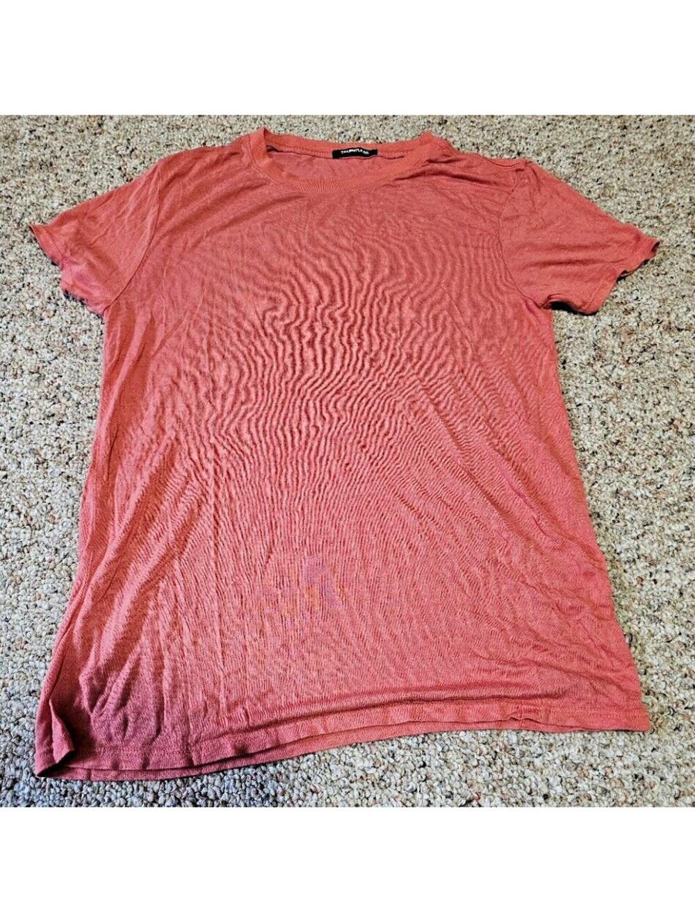 Talentless Top Womens S Peach T-Shirt Short Sleeve Crew Neck Solid Cotton Basic